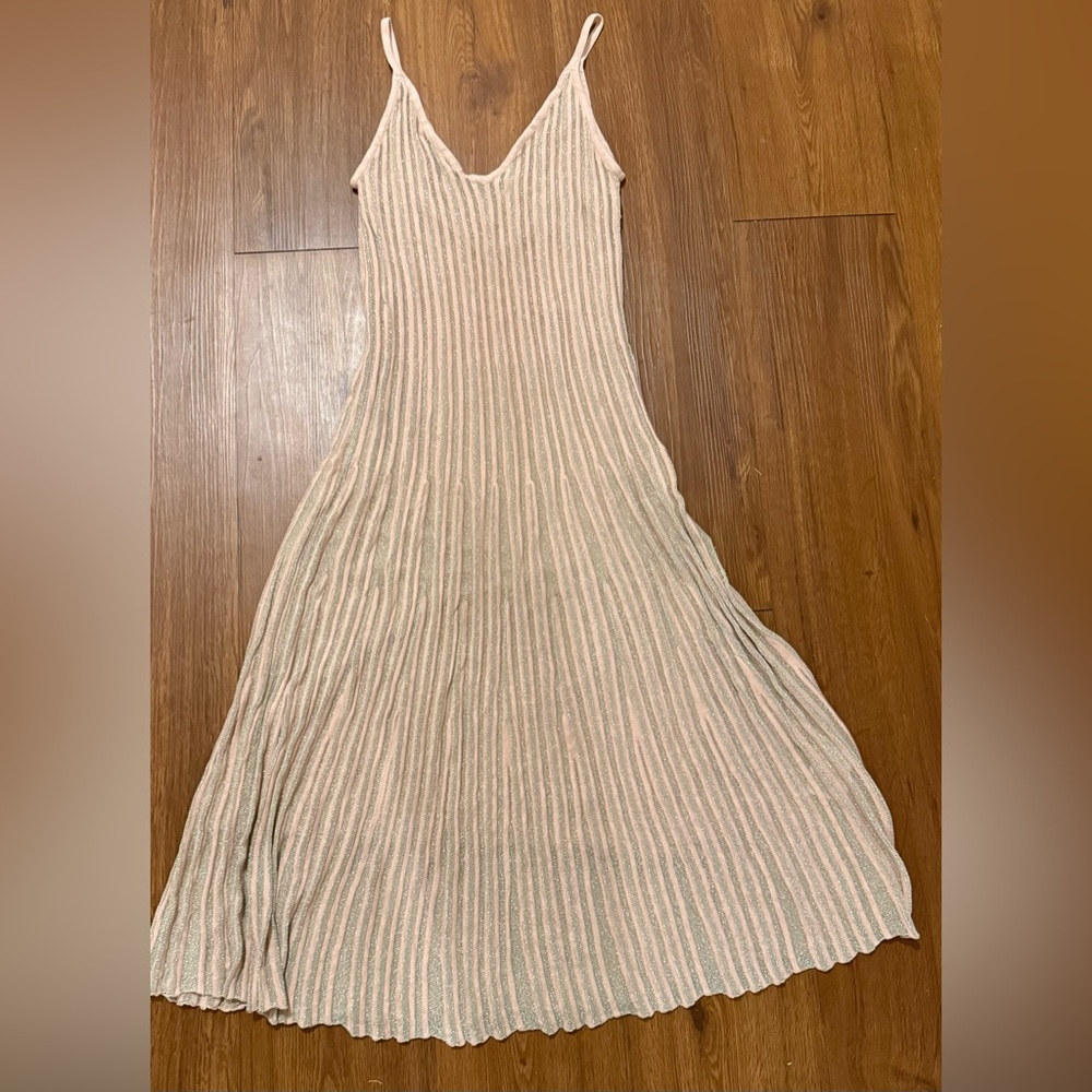 H&M Pink and Silver Striped Maxi Dress